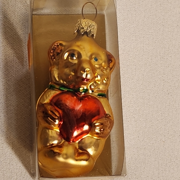 Vintage Blown Glass Teddy Bear Ornament West German Original Unopened Box - Picture 2 of 10